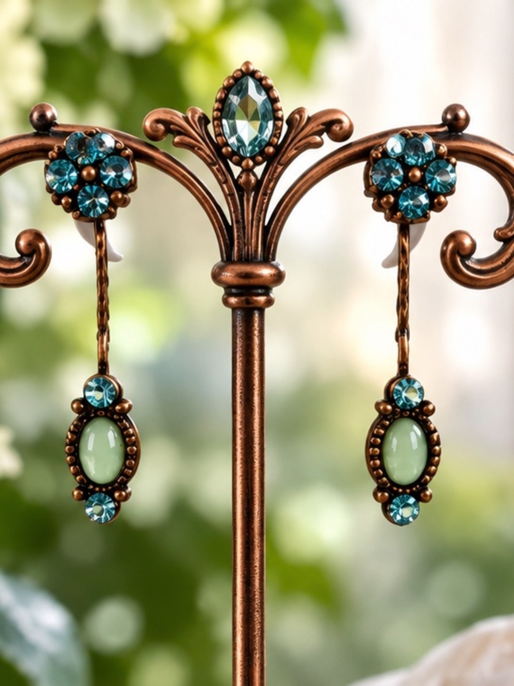 Park Lane Copper, Blue Crystal Dangle Drop Pierced Earrings